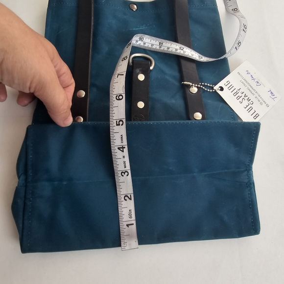 Miss Babs x Blue Spring Craft Waxed Canvas Tote No. 2 “On The Go” Teal Bag - Picture 7 of 16